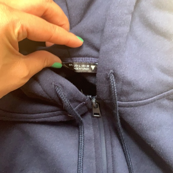 Zara navy blue cropped zipped sweatshirt size L - Picture 3 of 3